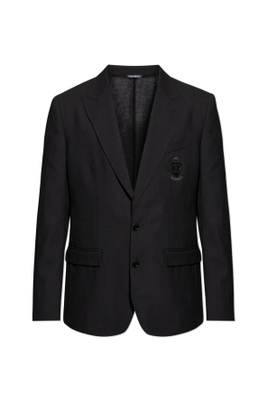 Black Wool blazer with appliqué Dolce & Gabbana - Vitkac AS
